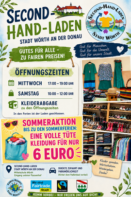 Plakat Sommeraktion, eine volle Tüte Kleidung für nur 6,- Euro